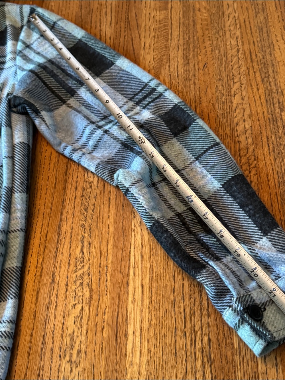 No Boundaries Layered Plaid Hooded Shacket | Blue & Black | Size M (8-10) - Picture 8 of 8
